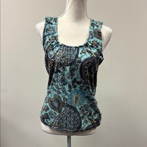 Floral Blue Sleeveless Top